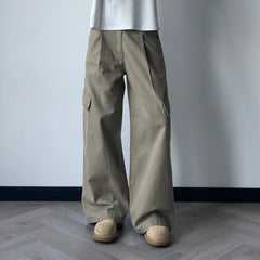 OKAYTHXBYE Pleated Utility Baggy Cargo Pants