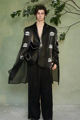 JIECHI Sheer Tassel Layered Tribal Blazer