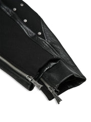 FLYERRER Structured Panel Faux Leather Biker Jacket