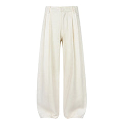 OKAYTHXBYE Pleated Linen-Blend Wide-Leg Trousers