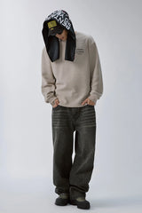 F2CE Retro Corduroy Logo Embroidery Straight-Leg Jeans