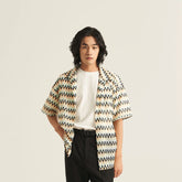 EPIC POETRY Geometric Ripple Knitted Half Shirt (Only Size M Left)