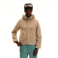 URBAN+FOREST Faux Fur Trim Sherpa Wool-Blend Hooded Jacket
