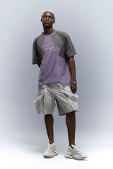 XIPHEVIL Washed Contrast Panel Pocket Utility Shorts Gray