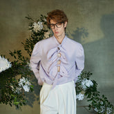 JIECHI Multi-Tie Front Ruched Shoulder Shirt