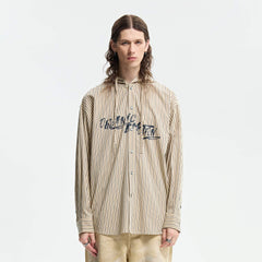ORGANIC EMOTION Striped Drawstring Hooded Shirt