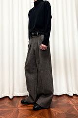 KREATE Mini Houndstooth Pleated Wide-Leg Trousers