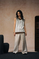 GONGHE REPUB Patchwork Hollow Out Knit Vest