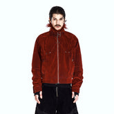 FLYERRER Retro Furry Collar Panel Denim Jacket