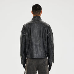 CATSSTAC Pebbled Faux Leather Multi-Zipper Biker Jacket