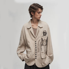 ILNya Nieternite Nifutur Ink Portrait Cotton-Linen Jacket