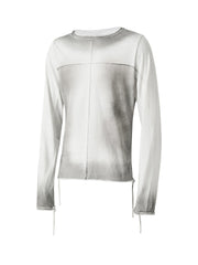 FLYERRER Washed Gradient Cross-Panel Raw-Edge Long-Sleeve Tee