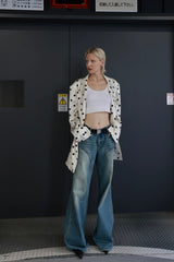 SOURPLUM Satin Polka-Dot Blazer