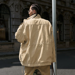 STEEPC Embroidered-Patch Multi-Pocket Oversized Jacket