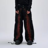 FLYERRER Washed Contrast Snakeskin Drawcord Wide-Leg Jeans
