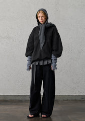 ORGANIC EMOTION Asymmetrical Hem LOGO Embroidered Hoodie