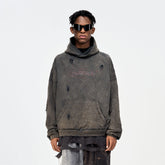 ULIPERY Dirty Fit Distressed Crinkled Hoodie Black