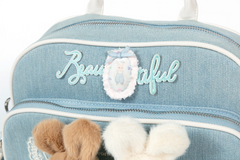 BLING BOX Plush Bunny Denim Convertible Backpack
