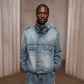 DND4DES Washed Double-Breasted Multi-Pocket Denim Bomber