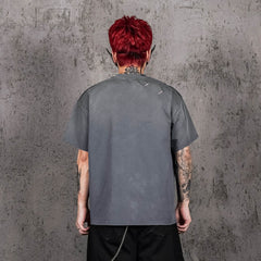 UNDERWATER Washed Ripped Gradient T-Shirt Blue