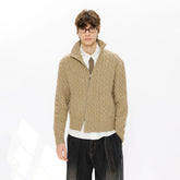 KREATE Asymmetrical Zip Cable-Knit Sweater