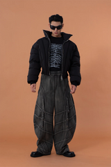 CLP Washed Arc Panel Strap Wide-Leg Jeans