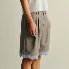 KADAKADA Scalloped Layered Hem Pleated Shorts