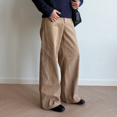 KREATE Totem Embroidered Oversized Straight-Leg Pants