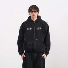 PMW Chinese Slogan Zip-Up Hoodie