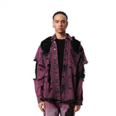 VANN VALRENCE Distressed Frayed Denim Shirt Jacket