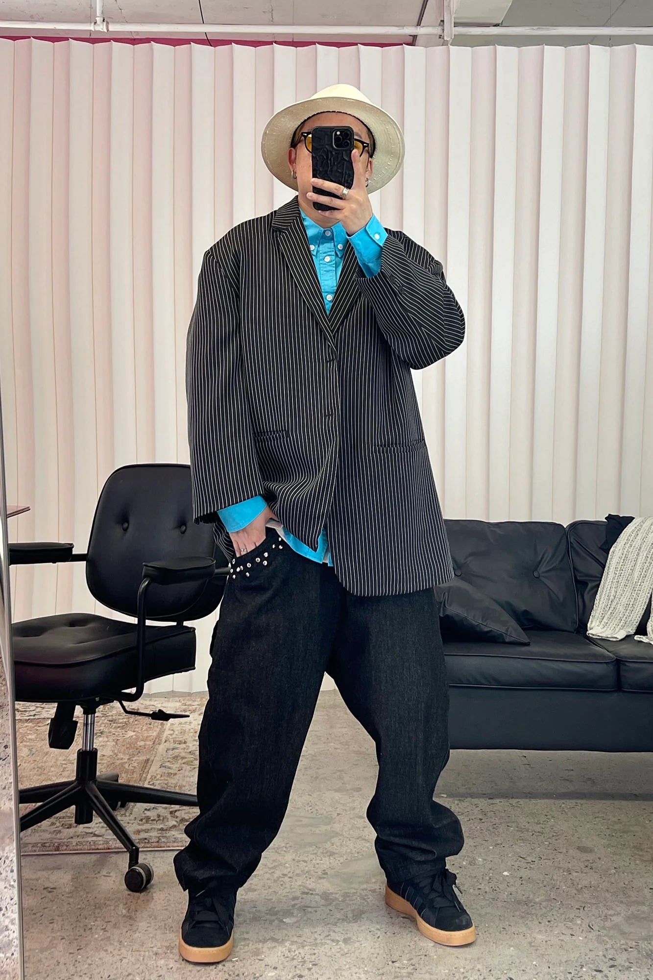 ME DA IGUAL Studded Wide-Leg Denim Pants