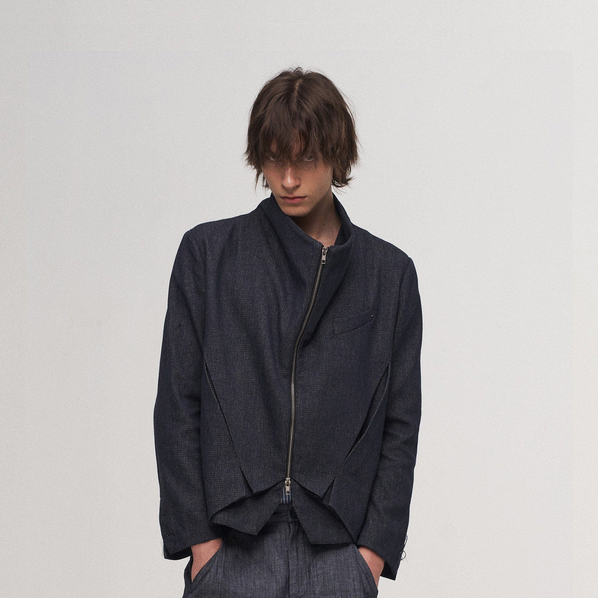 ILNya Nieternite Nifutur Double-Layer Weave Linen Jacket Blue
