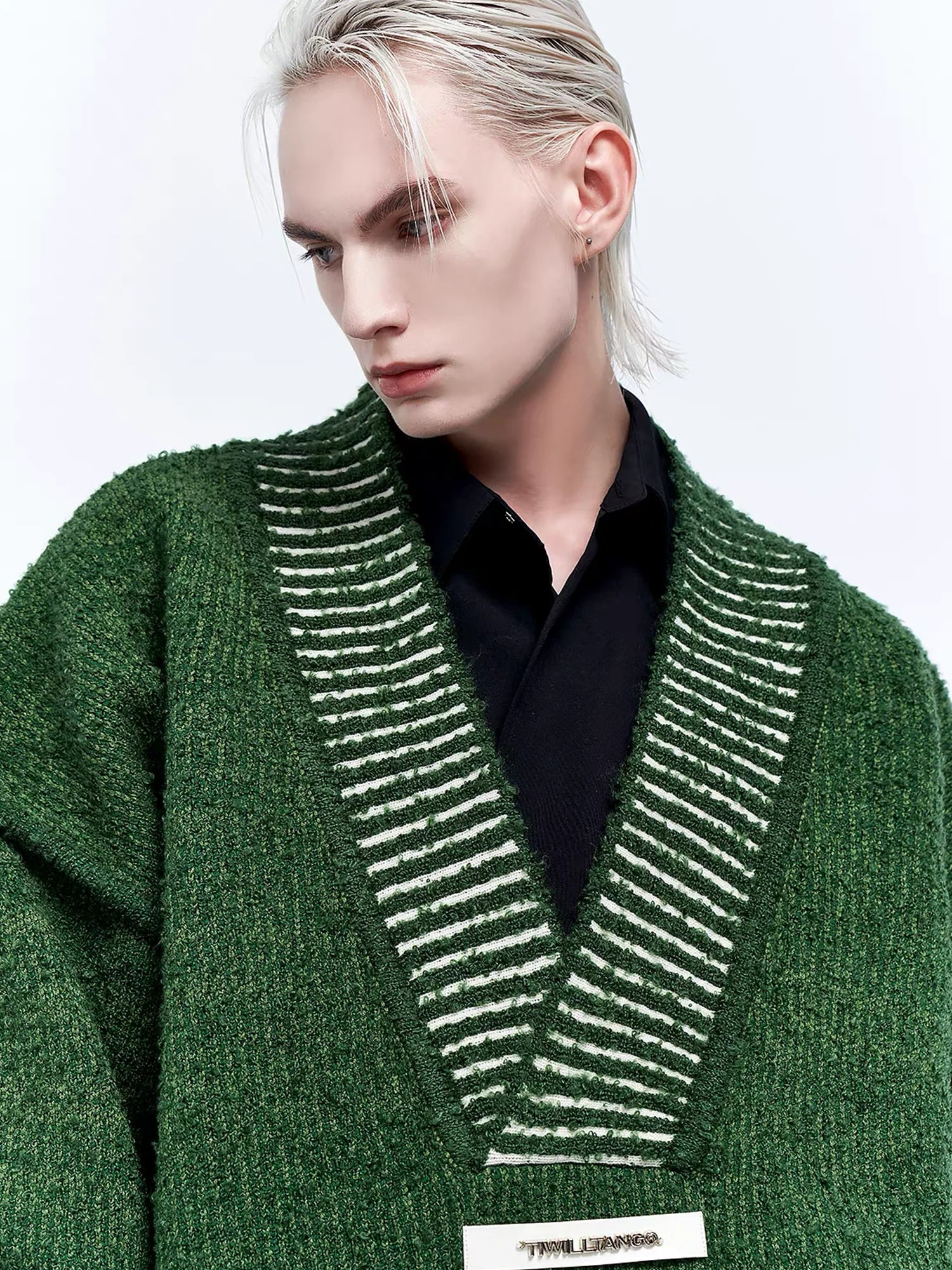 TIWILLTANG Retro Oversized V-Neck Sweater