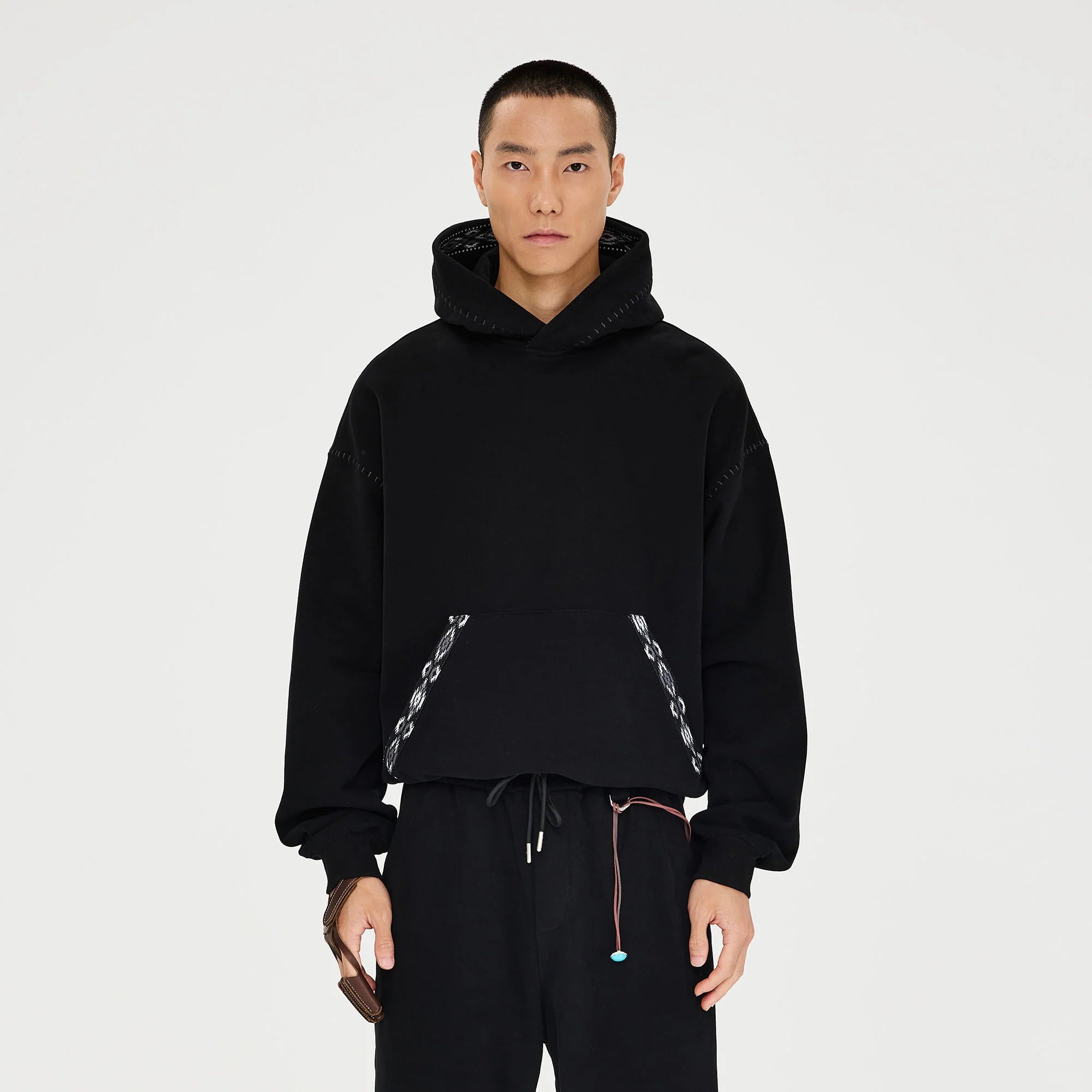 CATSSTAC Totem-Trimmed Kangaroo Pocket Hoodie