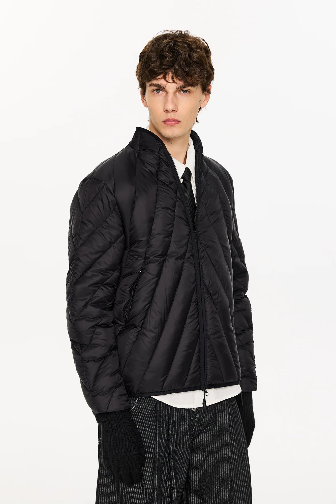 KREATE Quilted Rib Stand-Collar Down Jacket
