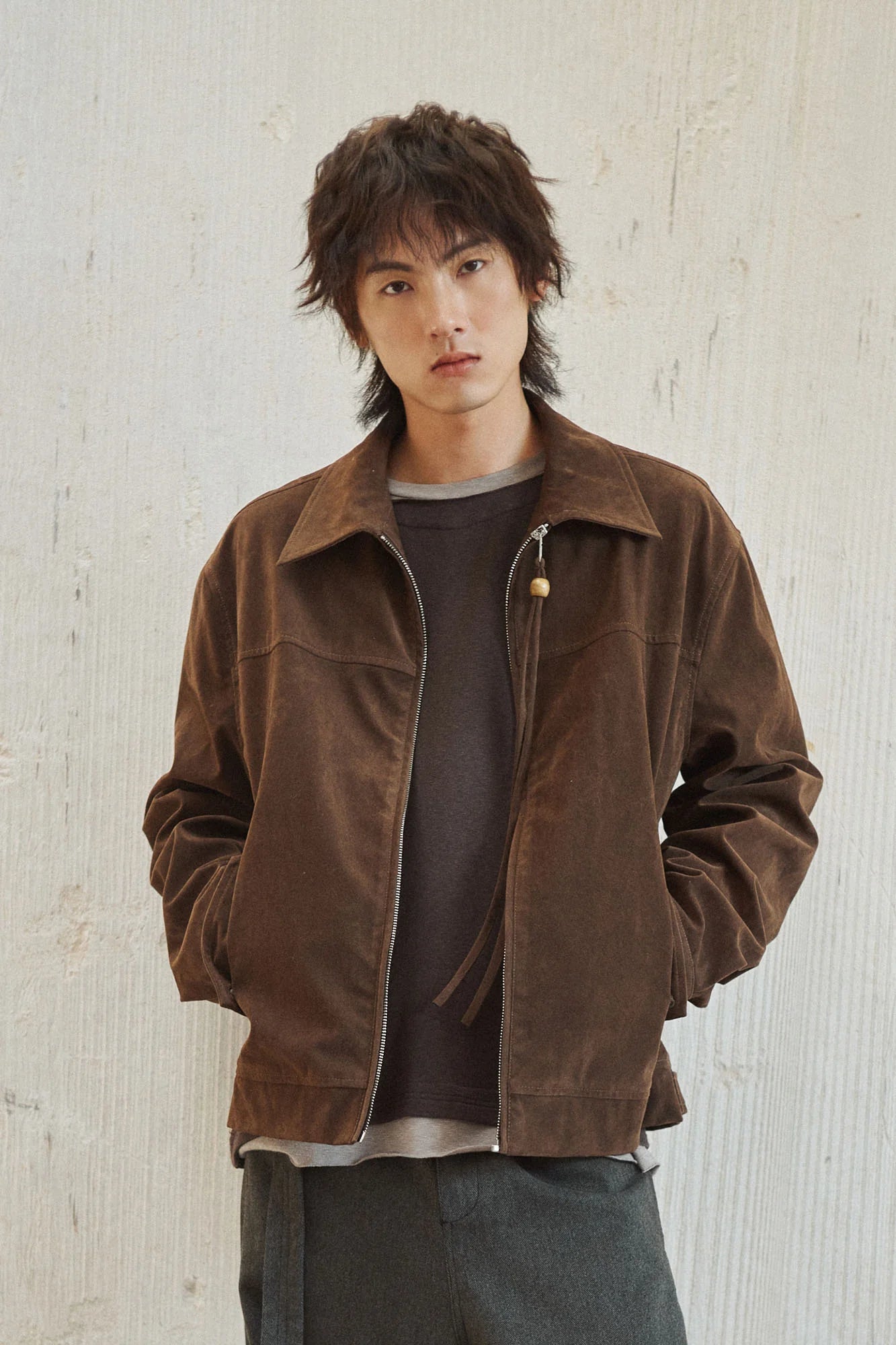 GONGHE REPUB Short-Pile Faux Suede Jacket