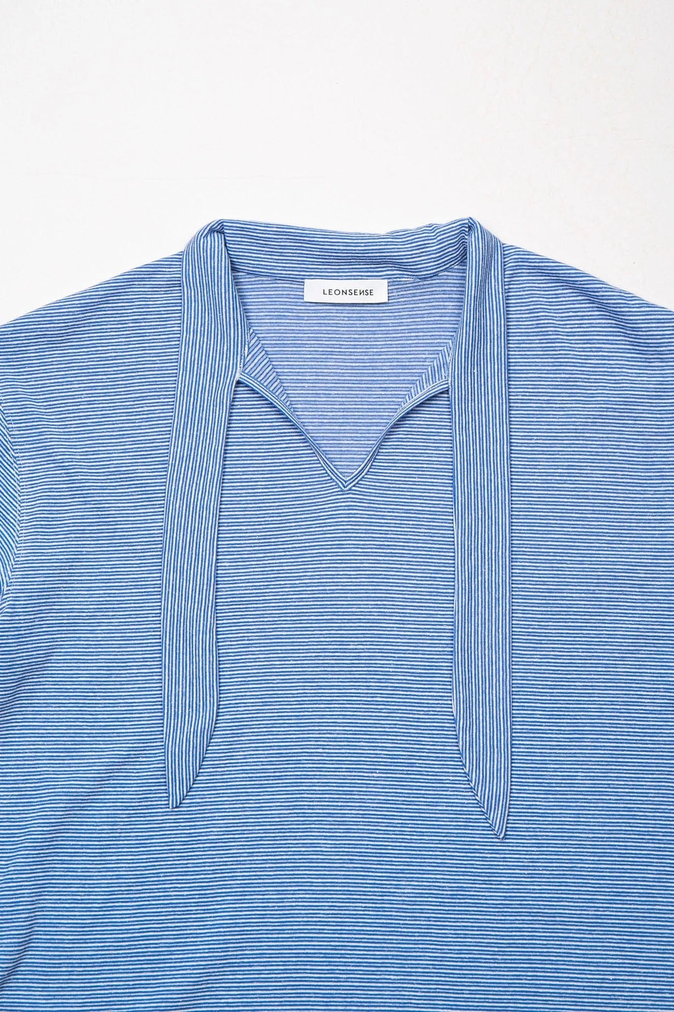 LEONSENSE Classical Striped Tie-Neck T-Shirt