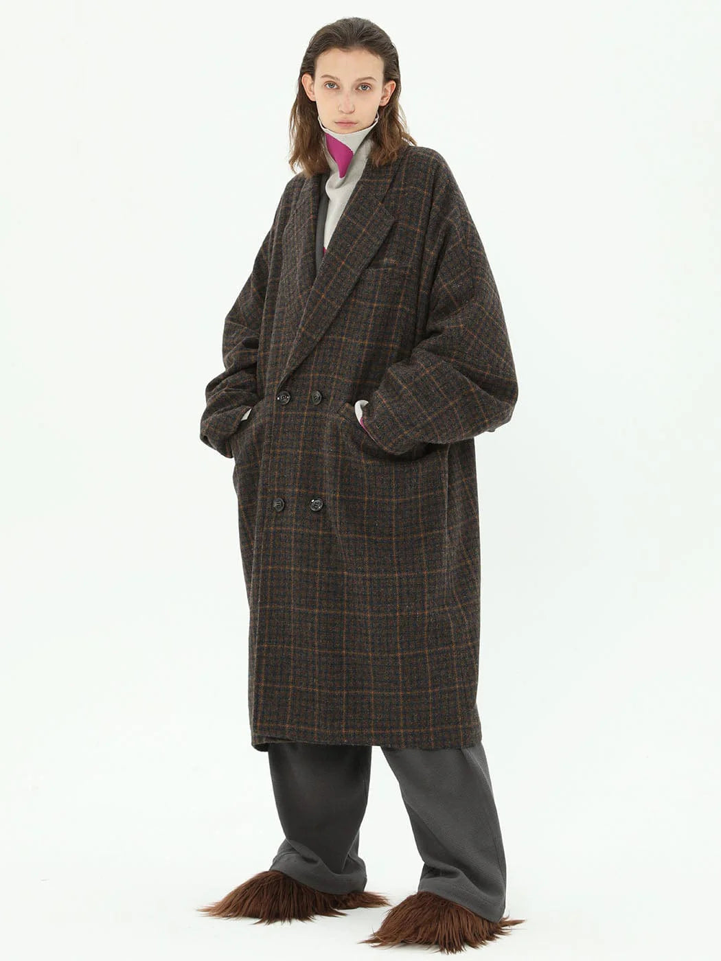 MIICHOUS Plaid Wool Oversized Coat