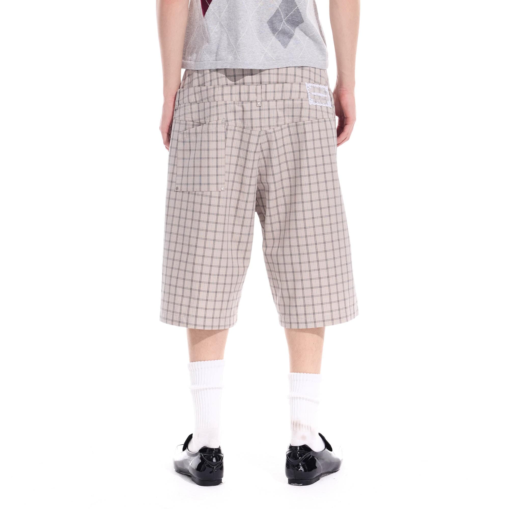 WHISTLEHUNTER Plaid Double-Waist Strap Shorts