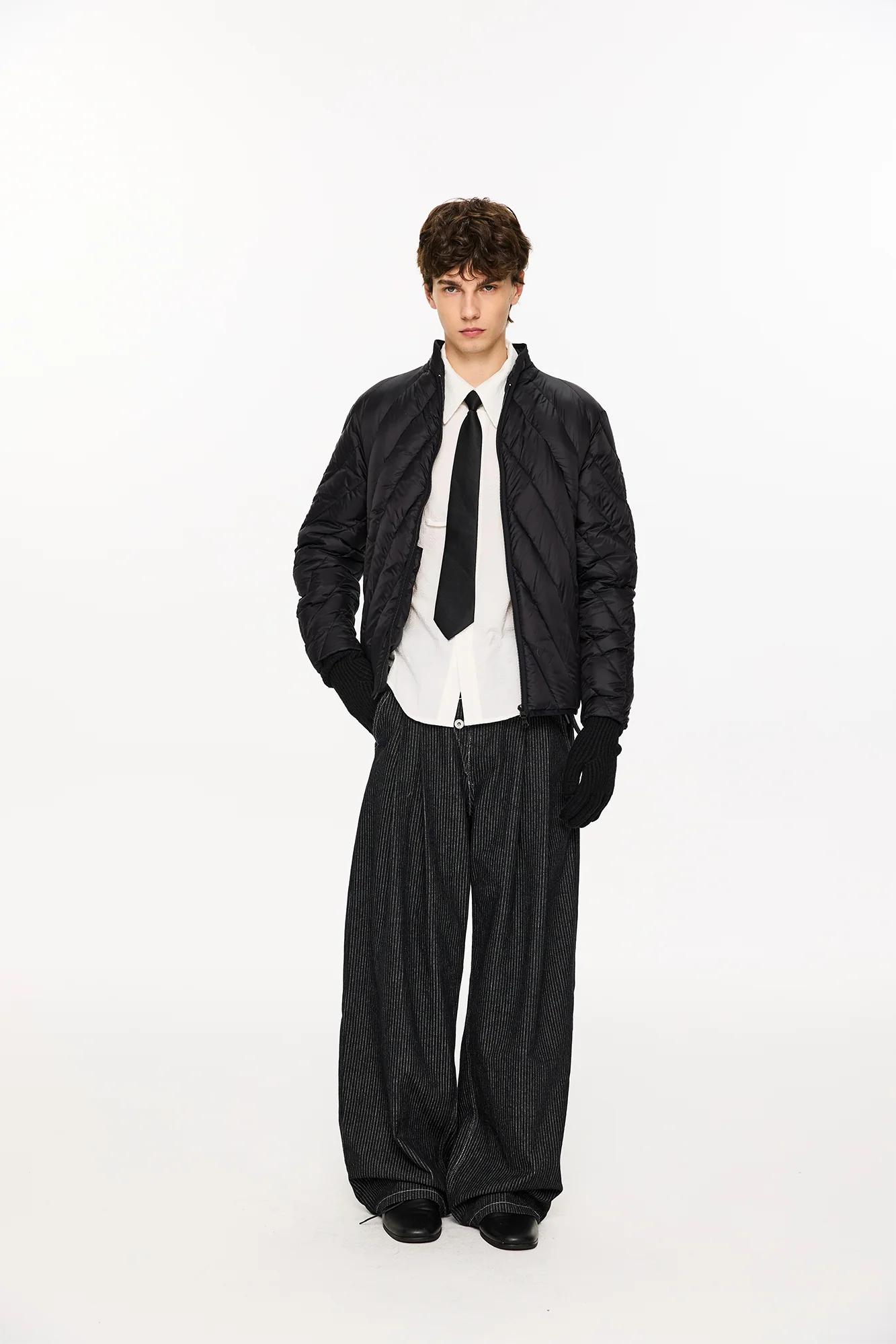 KREATE Quilted Rib Stand-Collar Down Jacket