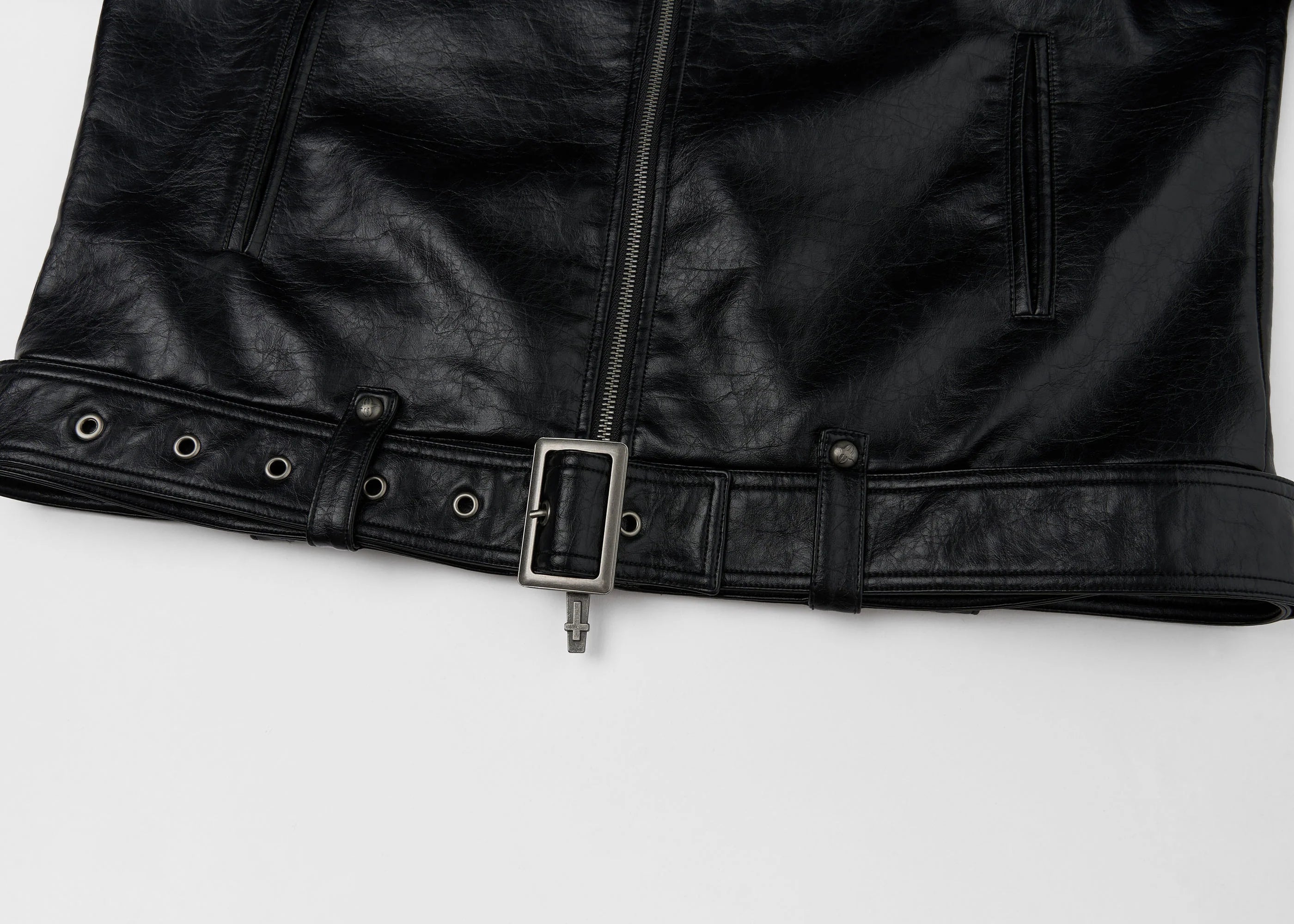 SAVAGEGROWTHWORLD Horse Patch Faux Leather Moto Jacket