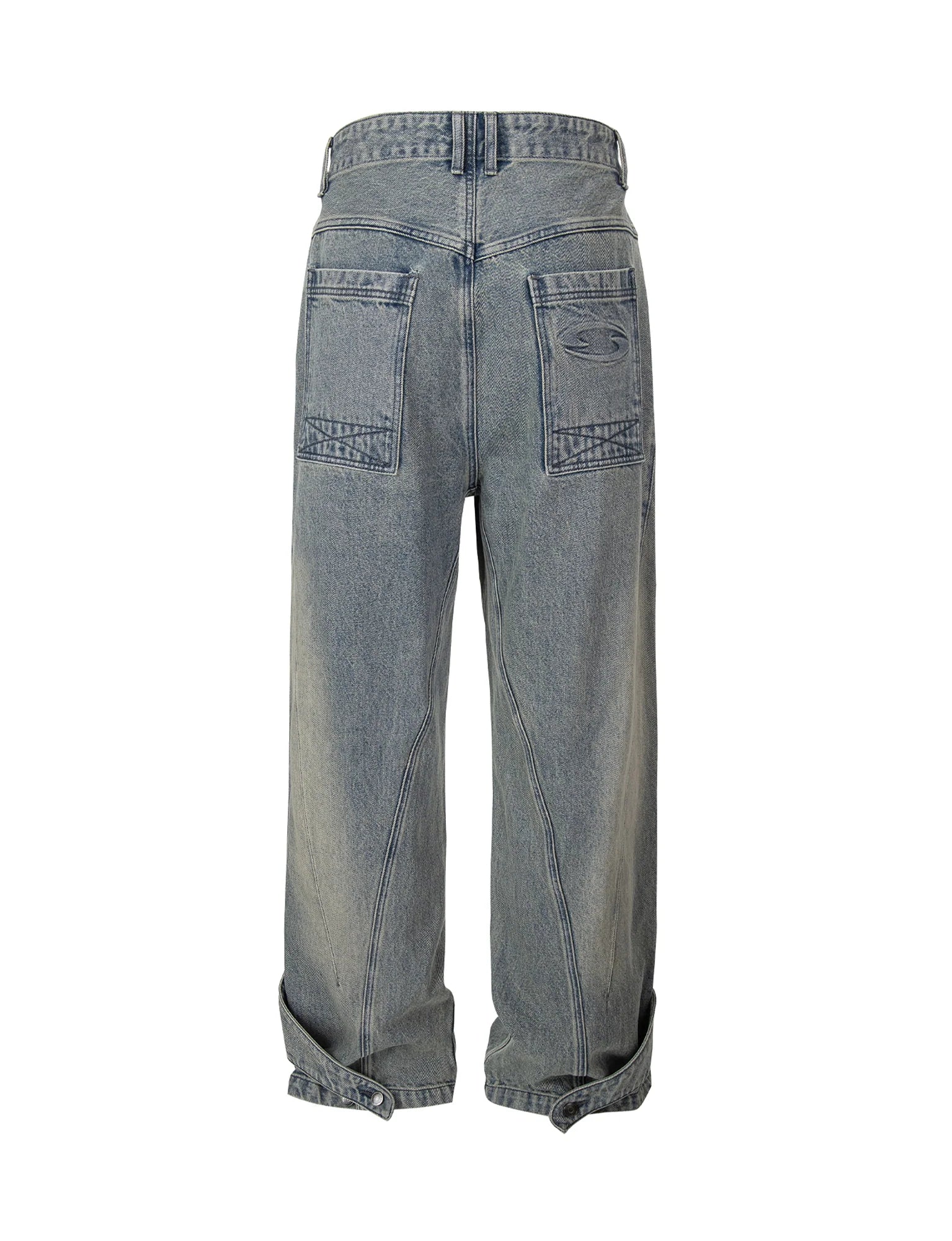 F2CE Washed Panel Adjustable-Hem Denim Pants