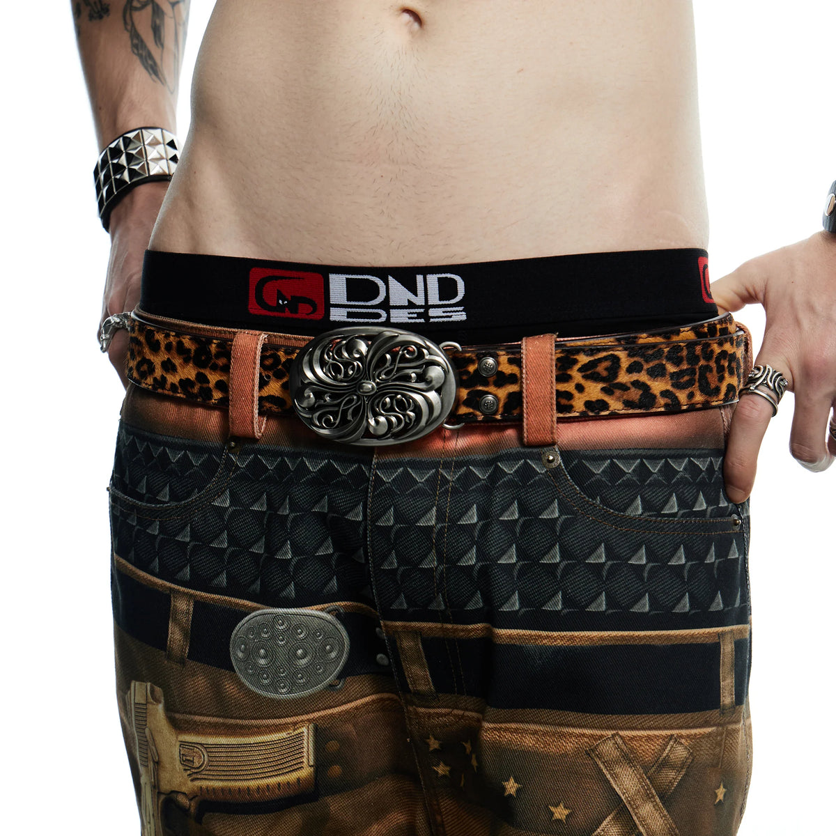 DND4DES Filigree Buckle Horsehair Leopard Belt