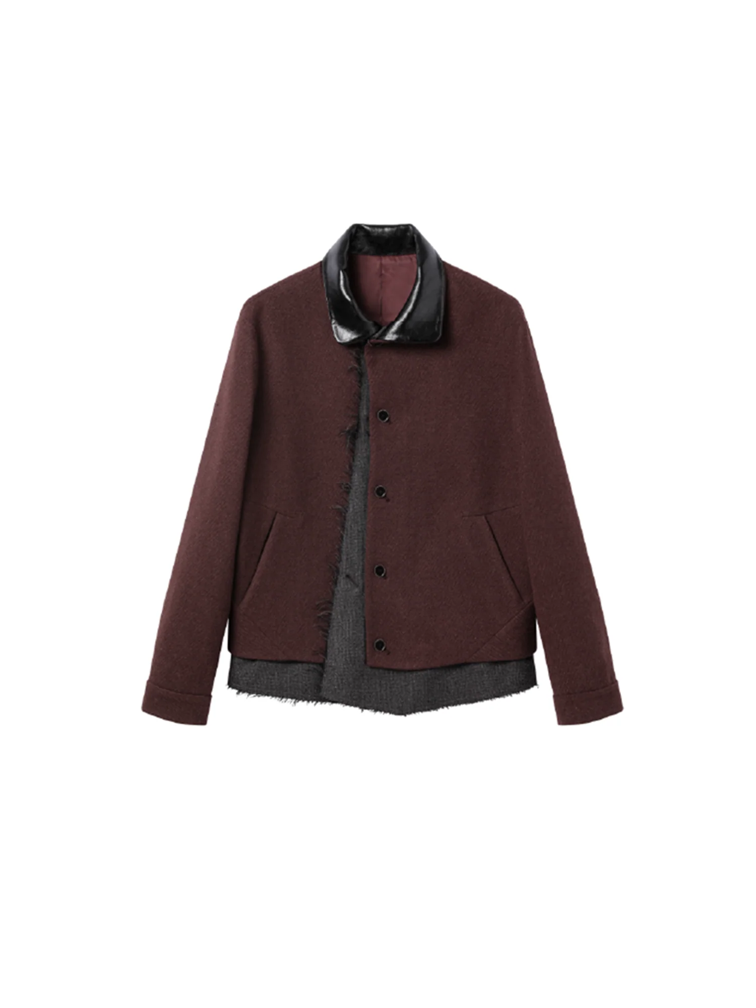 ALVNG AR ANTS Raw-Edge Contrast Paneled-Collar Jacket