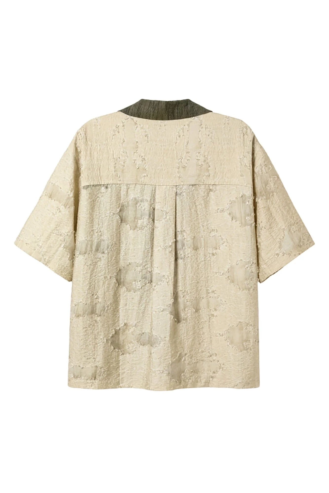 ALVNG AR ANTS Botanical Dyed Burnout Textured Spliced Half Shirt