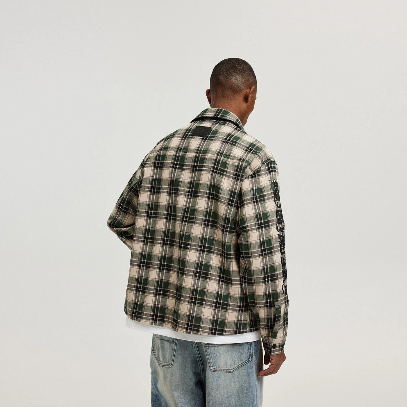 BONELESS Gothic Slogan Plaid Shirt