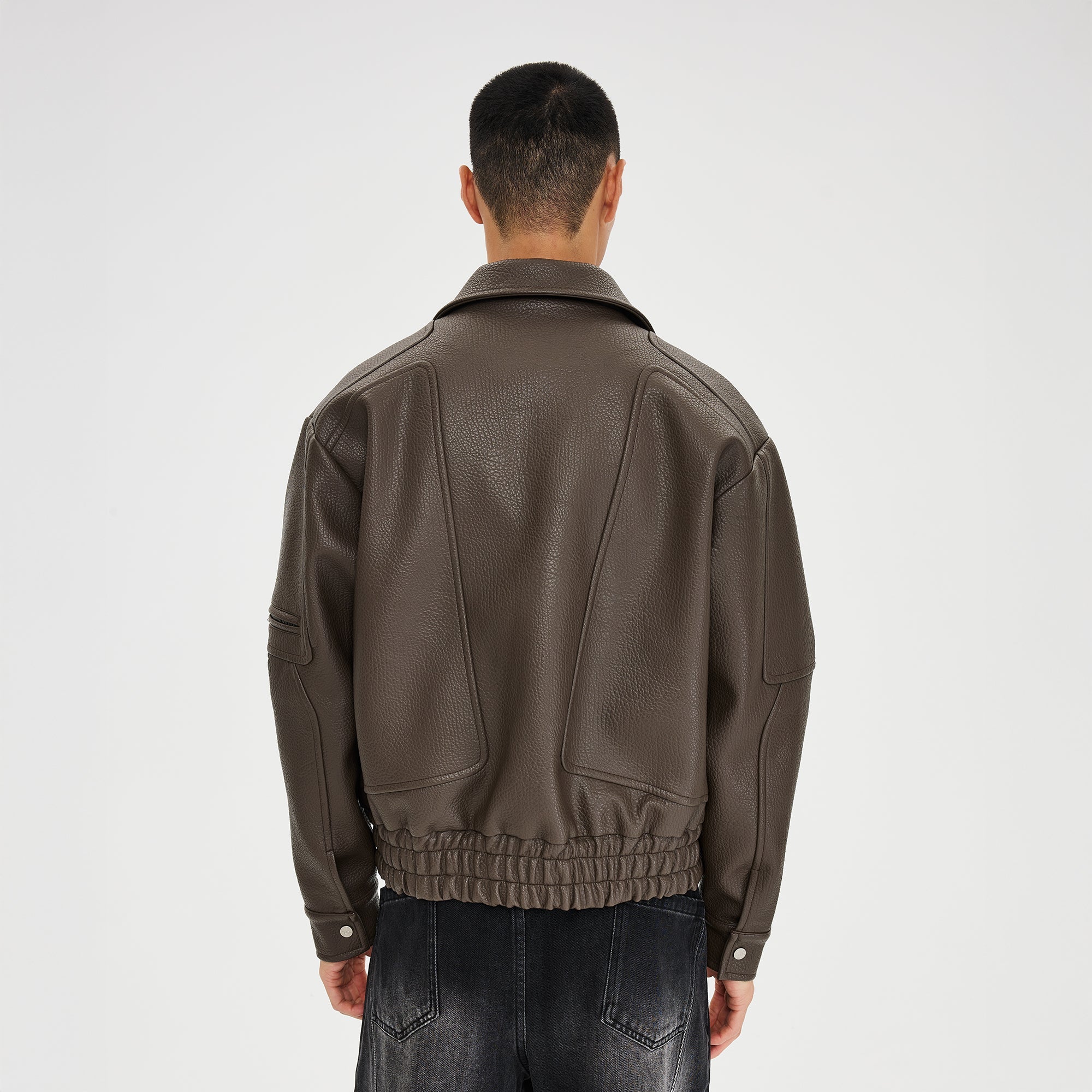 CATSSTAC Paneled Grain PU Utility Jacket