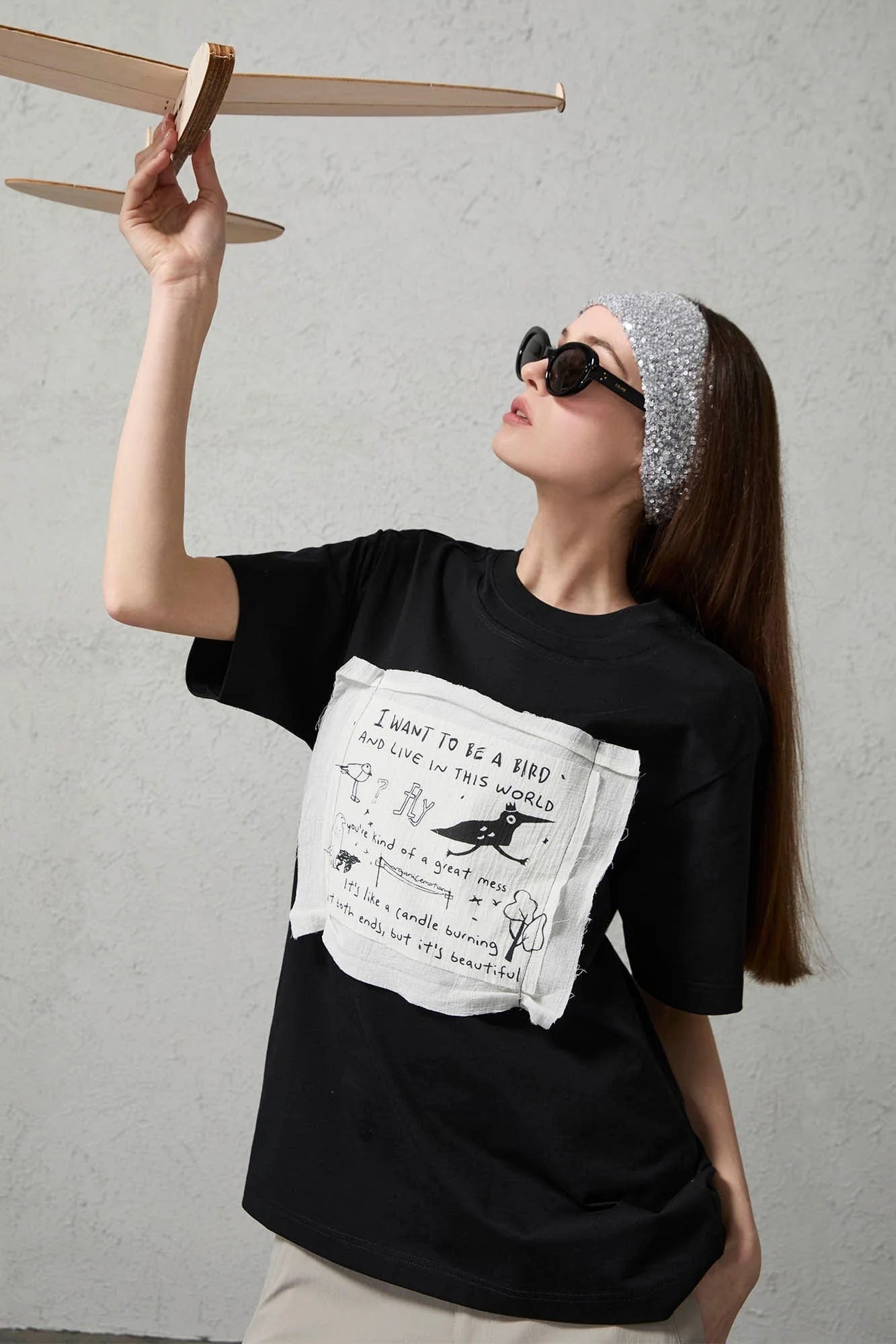 ORGANIC EMOTION Script Patchwork Sorona T-Shirt