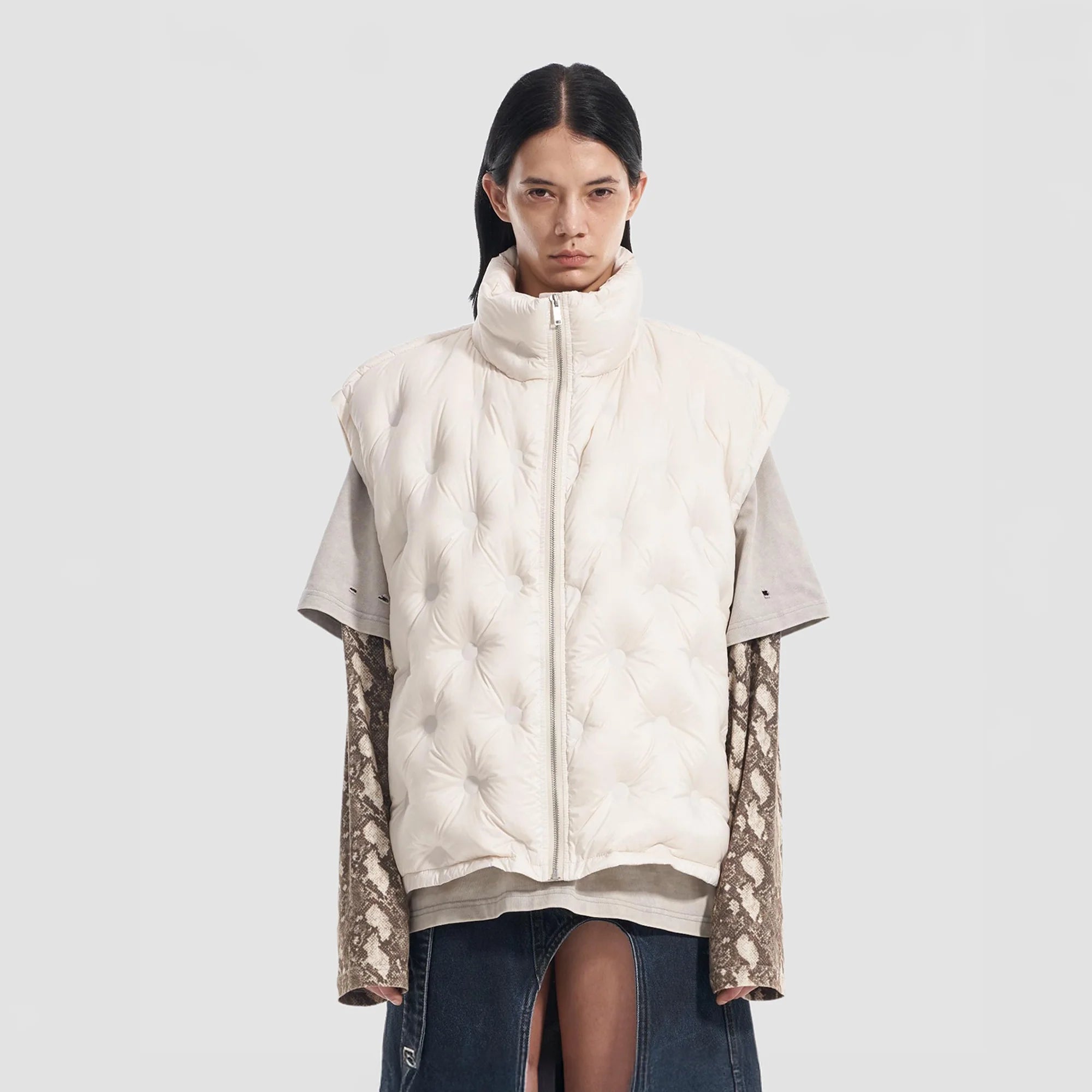 VANN VALRENCE Bubble-Quilted High-Neck Down Vest