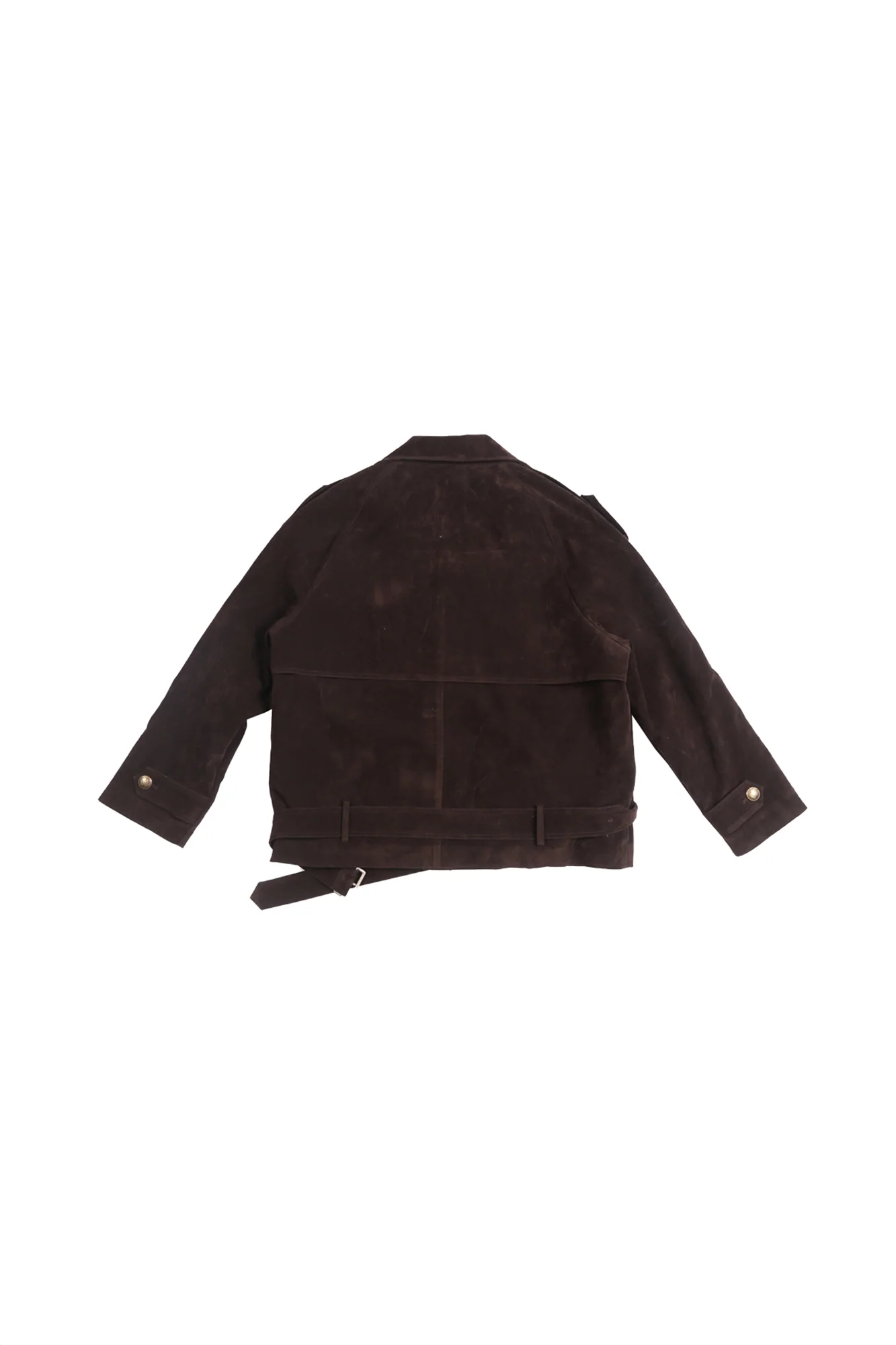 TRECLUB Velvet Double-Breasted Short Trench Jacket